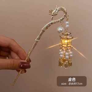 Luminous Tassel Lantern Hairpin Ancient Chinese Style Palace Lamp Hair Accessories Fresh out Fashion Jewelry Hairpins