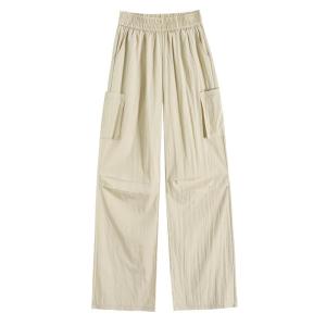 YAMIANNV | Ice Silk Work Pants Womens Summer Thin High Waist Draping Floor-Length Design Sensation Sport Yamamoto Pants Street Style