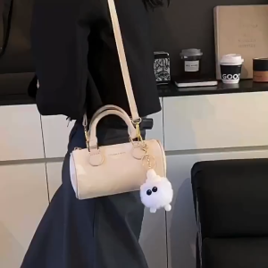 (TẶNG KÈM MÓC TREO) Túi xách nữ đeo chéo dáng trống da nhung xinh xắn HĐ 316