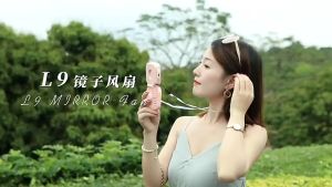 L9 with Makeup Mirror Portable Mini Fan Folding Neck Hanging Handheld Desktop Multi-Purpose Pocket Electric Fan