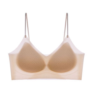miiow | MiiOW Summer Thin Strap Ice Silk Seamless Womens Bra V-Neck Wirefree Comfortable Underwear Youth Female Fixed Strap Design