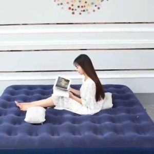 【Free pillow】Inflatable air bed Camping bed Double Person airbed With Air Pump air mattress for Camping Single/Double Size Quick Inflation