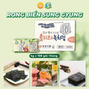Rong biển miếng Sung Gyung ăn liền loại ít dầu không mè bịch nhỏ 4Gr
