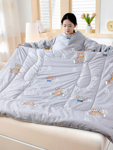 ผ้าห่มแขนยาวหนาแบบนอนหลับกลางวันสำหรับฤดูหนาว ผ้าห่มสำหรับคนเดี่ยวในหอพักนักเรียนสำนักงาน ผ้าห่มสำหรับสวมใส่และใช้เป็นหมอน