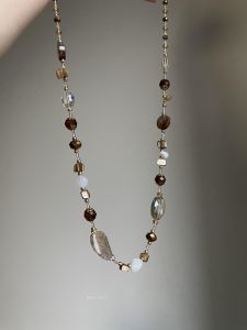 Retro Irregular Beaded Necklace Luxury Long Sweater Chain Versatile Fashion Accessory for Women Elegant Chic Style