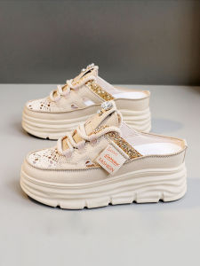 Womens Summer New Thick Bottom Platform Sandals Breathable Hollow out Design Casual Slip-On Shoes Versatile Flat Footwear