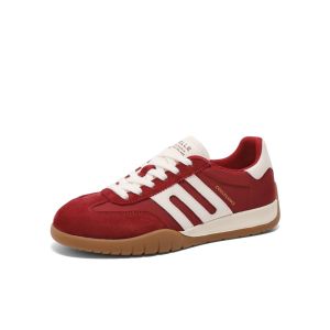 BELLE | Giày Sneaker Nữ Retro Đế Mỏng Màu Đỏ Phong Cách German Army Trainer