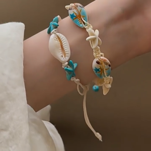 Nicedays🍒Gelang Bintang Kerang Alami Gaya Liburan Musim Panas Gelang Wanita yang Dapat Disesuaikan