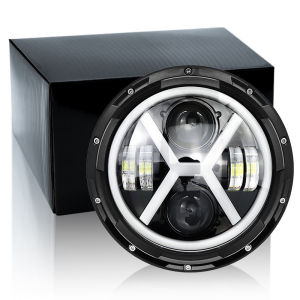 Round 7 inch LED Headlight Halo Angel Eyes 7 Inch Motorcycle LED Headlight for Yamaha Harley Road Jeep Wrangler Jk Cafe Racer