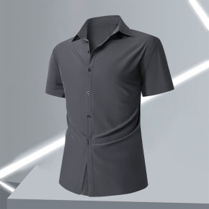 Áo Sơ Mi Nam Tay Ngắn Bằng Lụa Băng Mùa Hè Mỏng Thoáng Khí Dáng Rộng Nhanh Khô Thường Ngày Cổ Polo Dài Thường