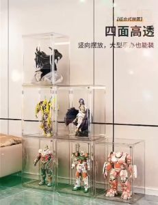 ~SG Seller~ Dust Proof Large Figures Collectibles Showcase Toy Storage Box Multi Storage Purposed Clear Stackable Plastic Storage Bins with Magnetic Attraction Lid Dustproof Book & Cosmetic Display Cases Shoe Box Protection Organizer for Bags