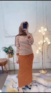 setelan rajut wanita rok blouse atasan dan bawahan premium rok dan atasan