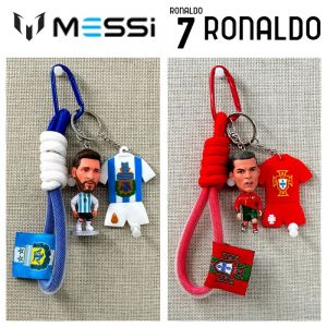 3-Piece Keychain Set Fans Gift footballer+PVC Jersey+weaving rope Argentina Messi Portugal Ronaldo Doll Keychain Neymar Haaland Jersey Key rope Pendant