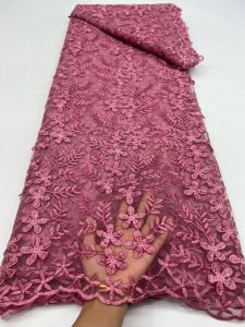 OLEVO | African Nigerian Water Soluble Lace Fabric Hollow Out Rhinestones Guipure Cord Lacel High Quality for Women Wedding Dress Sewing