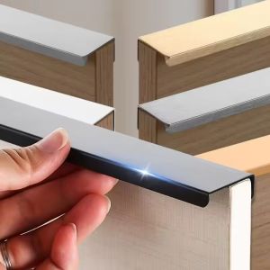 【XZxinzhan】Aluminum Alloy Hidden Cabinet Handles Gold Silver Kitchen Cupboard Door Pulls Furniture Drawer Knobs Long Handles Hardware