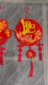 Khánh Treo Tết Vải Nhung 3D Phủ Kim Tuyến Cao Cấp - Liễn Decor Chữ Phúc Lộc Thọ / Túi Tiền Tài Lộc