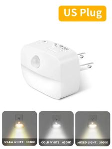 Motion Sensor LED Under Cabinet Light US EU Plug Night Lamp Kitchen Bedroom Hallway Stairs Cupboard Closet 3 Colors Dimmable
