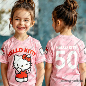 52TOYS | Summer Cartoon Hello Kitty Print Football Jersey For Adult/Kids Breathable Sports Short Sleeve Team Uniform Parent Child Jerseys