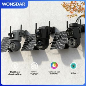 Camera Năng Lượng Mặt Trời WONSDAR PTZ Với Ống Kính Kép Màn Hình Kép Camera Giám Sát Ngoài Trời WiFi 2.4GHz Với Pin Tích Hợp Chế Độ Chờ Lâu iCsee