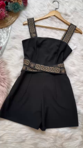 MyDu Shop | Set jumpsuit 2 dây– MS 2704 phối eo thun điểm nhấn họa tiết chữ