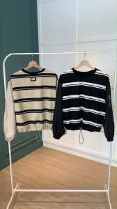 BL20811 Stripe Parachute Sleeve Oversize Blouse