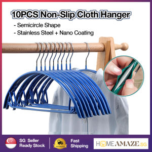 10Pcs Non-Slip Cloth Hanger Stainless steel&PP Semicircle Shape Clothing Hanger