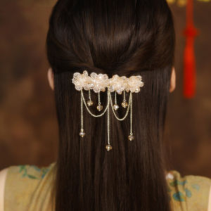 กิ๊บติดผมรูปดอกกุหลาบใหม่ ดีไซน์หรูหรา ด้ามจับแบบยืด กิ๊บติดผมสไตล์จีนโบราณ ประดับผมด้านบน ชิ้นส่วนผมแบบยืดหยุ่น