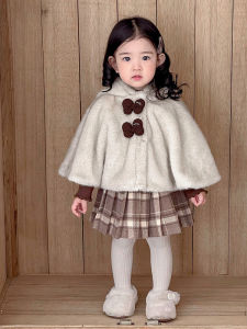 Warm Hooded Cape for Girls Fleece Lined