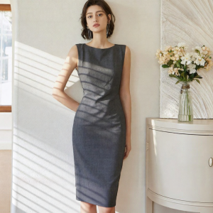 Roey s house | Office Sleeveless Grey Dress Formal Wear