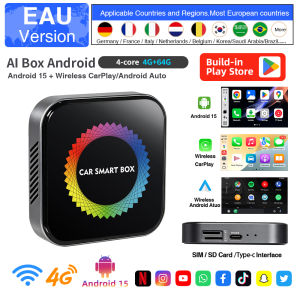 Grandnavi | Android 15 3IN1 AI BOX Wireless Android Auto CarPlay Qualcomm 6115 Build-in Play Store For Netflix YouTube For OEM Wired Cars