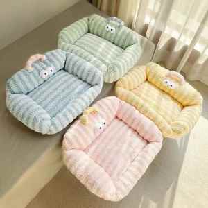 Warm Soft Pet Couch Dog Bed Small Breed Dog Sleeping Mat Winter Doggy Bed Cat Nest Furry Sofa Design Comfortable Cushion