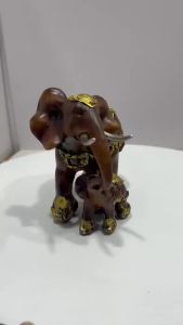 Wood Grain Mother and Child Elephant Statue Southeast Asian Style Home Decor Bedroom Living Room Study Desk Decoration