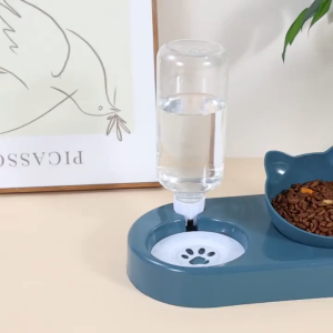 Pet Food Bowl and Water Bottle Set Double Cat Dog Food Bowl Automatic Gravity