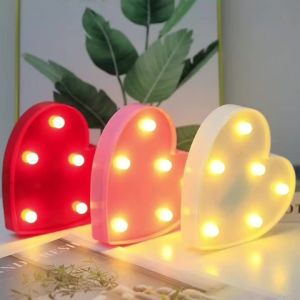 1PC 6LED Heart-shaped Decorative Light LED Decorative Night Light Battery Powered Suitable For Weddings Birthdays Parties