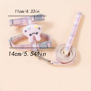 Adjustable Nylon Cat Harness with Leash and Plush Character - Escape-Proof Vest Safe Walking 4-Foot Leash Perfect for Cats Cat Harness and Leash