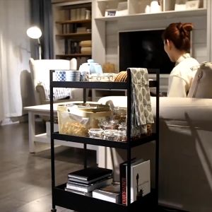 Rak Troli Stainless dengan Roda Rak Susun Serbaguna Rak Penyimpanan Dapur Rak Ruang Tamu Rak Kamar Mandi