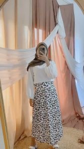 Daisy /Rok Sifon Panjang Tengah Wanita Daisy a-Line Pinggang Tinggi Bersih/ Rok plisket rok panjang