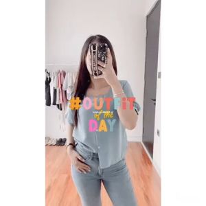 Key - 0071 OLLIE Crop Button Wolfis Premium / Atasan Blouse Wanita Crop Fashion Korea