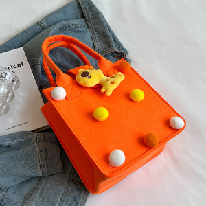 น่ารักการ์ตูนหมีริบบิ้นตุ๊กตาความจุขนาดใหญ่กระเป๋าถือผู้หญิงอเนกประสงค์ Neutral Tote เหมาะสําหรับโรงเรียนและนอกบ้าน