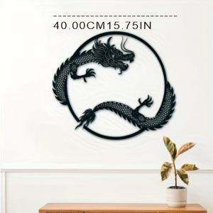 CIFbuy | CIFBUY Iron Wall Art Chinese Dragon Metal Sculpture Rustproof Hanging Plaque Home Decor Ornament Accent