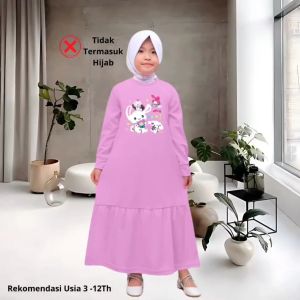 Baju Gamis Anak Terlaris Pakaian Fashion Muslim Terbaru Motif CInnamoroll & friend Viral Usia3-12th