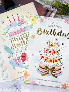 การ์ดวันเกิดขนาดใหญ่พิเศษ SEASON ลายดอกไม้สุดสร้างสรรค์ 3 ด้าน อุปกรณ์ธุรกิจ วัสดุกระดาษ พิมพ์สี สไตล์แฟชั่น