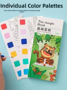 Portable Childrens Watercolor Coloring Book Sticky Notes Material Bookmarks Creative Doodle Book Drawing Paper Album for Primary School Kindergarten Baby Hand-drawn Color Filling