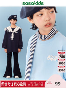 SASAKIDS Nautical Style Embroidered Loose Fit Large T-Shirt Comfortable Breathable Cotton Polyester Blend Casual Wear for Girls