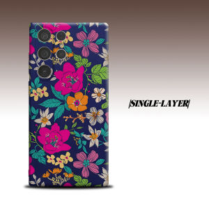 Navy Bold Tropical Floral For Samsung Galaxy S26 S25 S24 A56 A36 Dual Layer Luxury Fashion Full Lens Protective Case