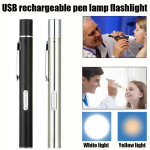 Mini USB Rechargeable Pen Light LED Flashlight Portable Dual Light Stainless Steel Clip Pocket Flashlight