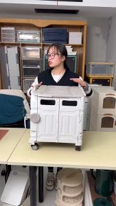 Xe Đẩy Hàng Gấp Gọn Đa Năng Folding Cart Trolley Cỡ Lớn 75L Có Nắp 4 Bánh Xe Di Chuyển - EuroHome