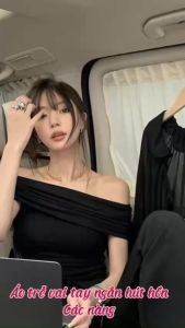 Áo trễ vai chất thun zip co giãn - 247StoreFashion - Aotrevai211