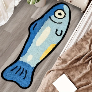 VIKAMA Blue Cartoon Salted Fish Carpet Soft And Washable Home Decor Suitable For Rooms Bedrooms Entrances And Kitchens