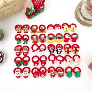 10-Pack Girls Hair Ties Cute Christmas Design with Santa Reindeer Tree Snowman - Hair Accessories Gifts for Girls for New Year